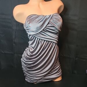 Speechless Strapless Shimmering Gray Dress